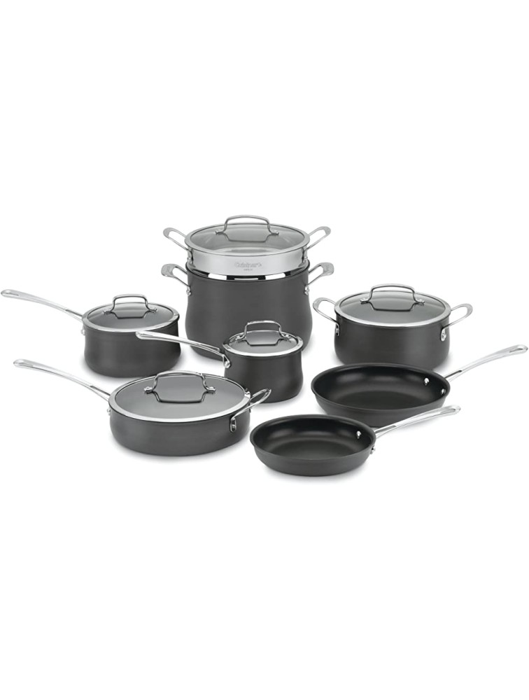 Cuisinart 64-13 13-Piece Hard Anodized Set Contour Stainless Steel Cookware Black - BIG1IA2DL