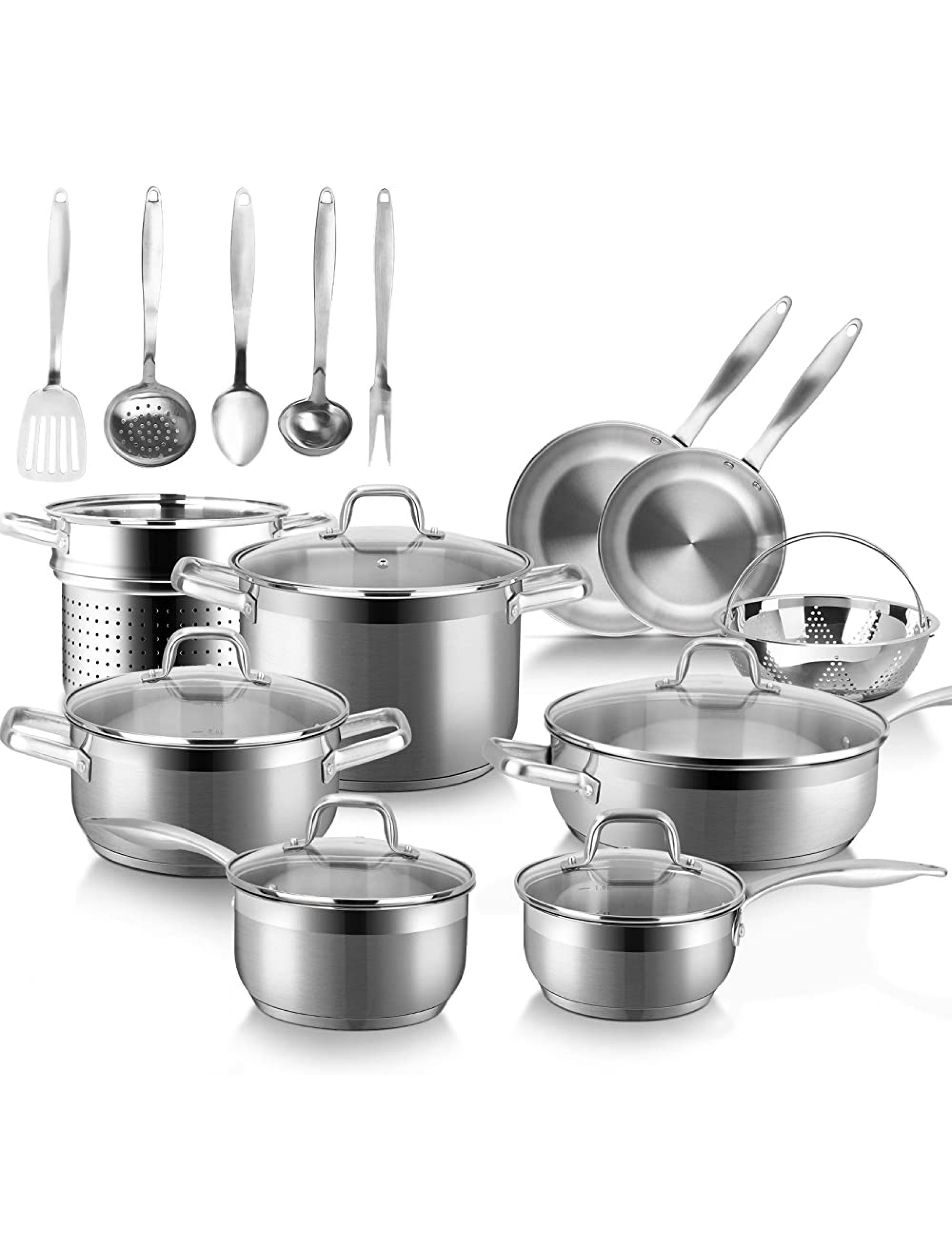 Duxtop Professional Stainless Steel Induction Cookware Set 19PC Kitchen Pots and Pans Set Heavy Bottom with Impact-bonded Technology - BP2MDDHIE