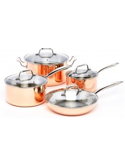 ExcelSteel Professional 8-Piece Triply Cookware Set with Stainless Steel Cast Handles and Knobs Copper - BTZYKEXO7