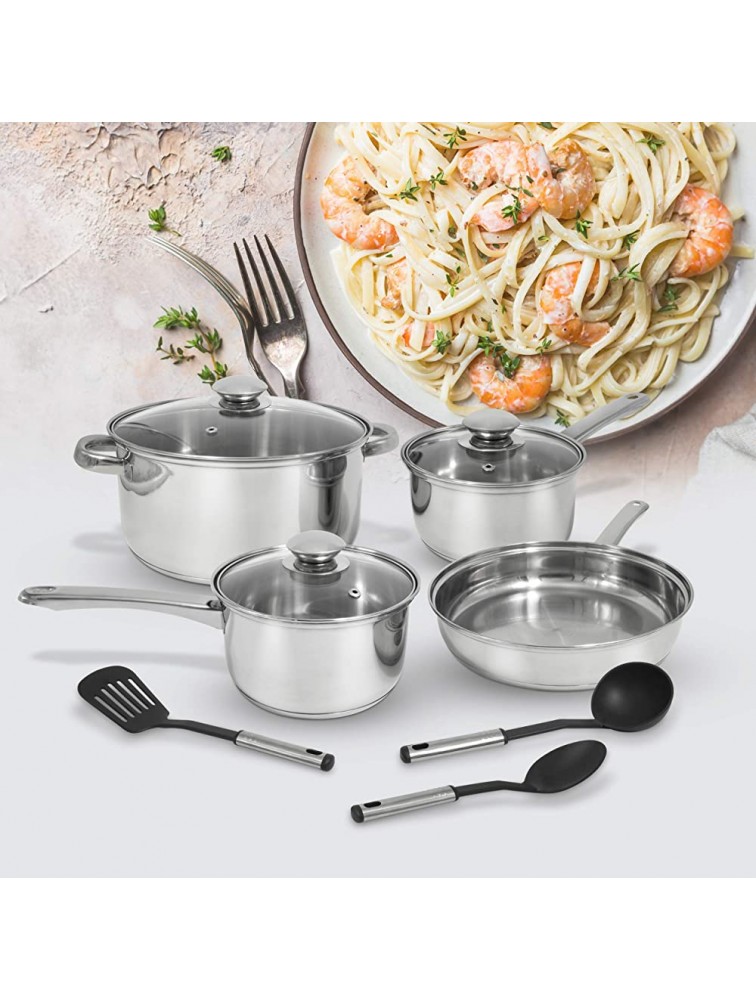 ExcelSteel w Encapsulated Base & Tools Versatile for Any Kitchen Stainless Cookware Set 10 Pc - BFPRUD6F2