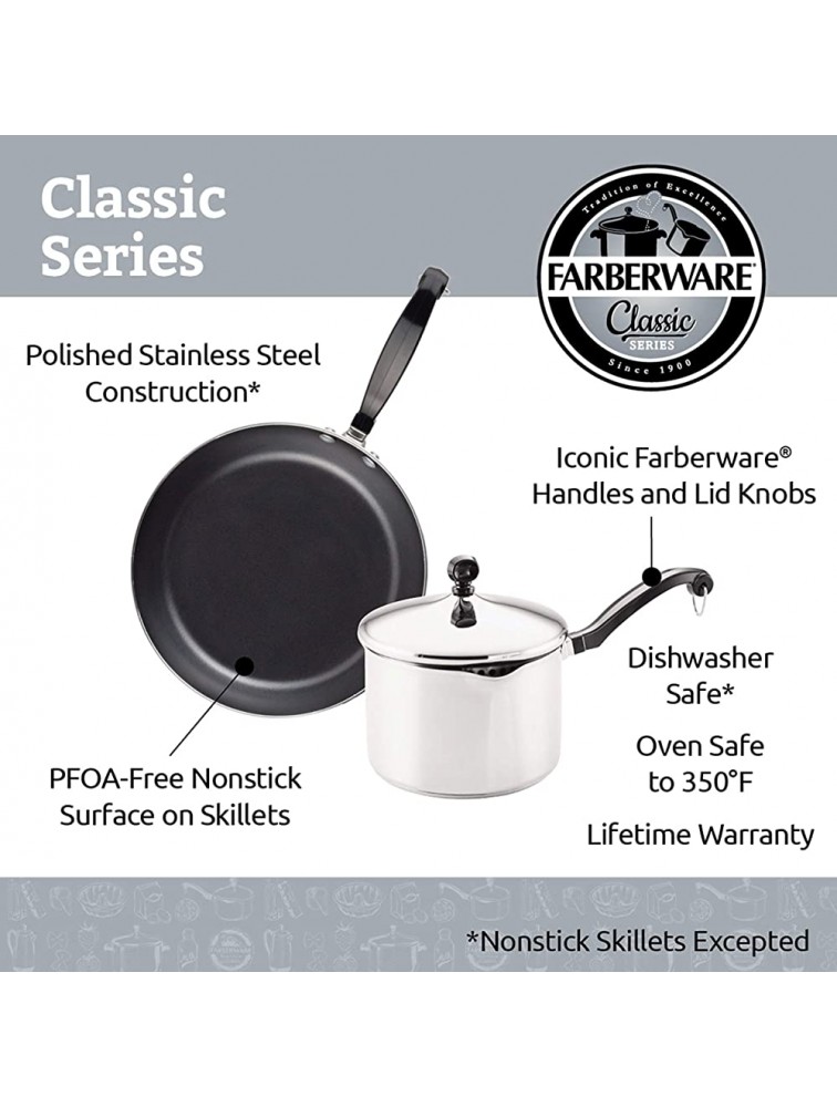 Farberware Classic Stainless Steel Cookware Pots and Pans Set 15-Piece,50049,Silver - BGAYQ6TWU