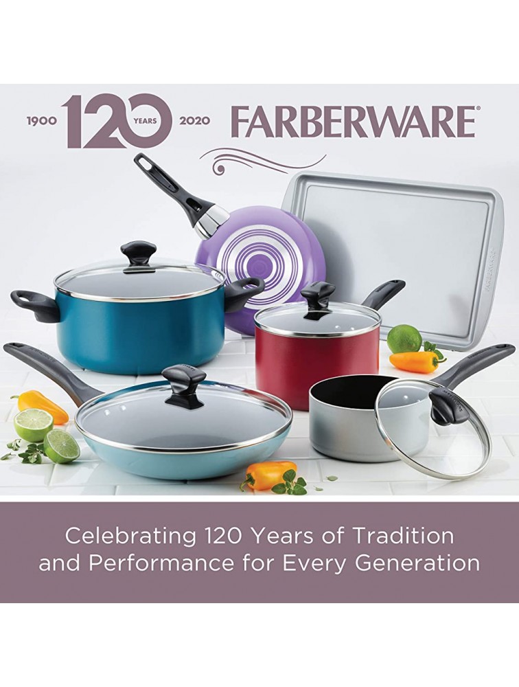 Farberware Dishwasher Safe Nonstick Cookware Pots and Pans Set 15 Piece Purple - B54I5ALUU