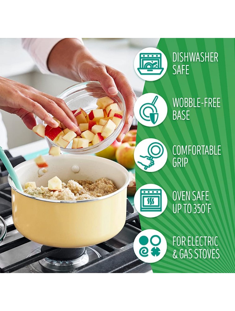GreenLife Artisan Healthy Ceramic Nonstick 12 Piece Cookware Pots and Pans Set Stainless Steel Handle PFAS-Free Dishwasher Safe Oven Safe Yellow - BP85BHESE