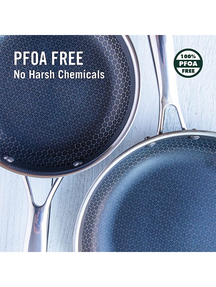 HexClad 7-Piece Hybrid Stainless Steel Cookware Set with Lids and Wok Metal Utensil and Dishwasher Safe Induction Ready PFOA-Free Easy to Clean Non Stick Fry Pan with Covers - BBOBFYBOU