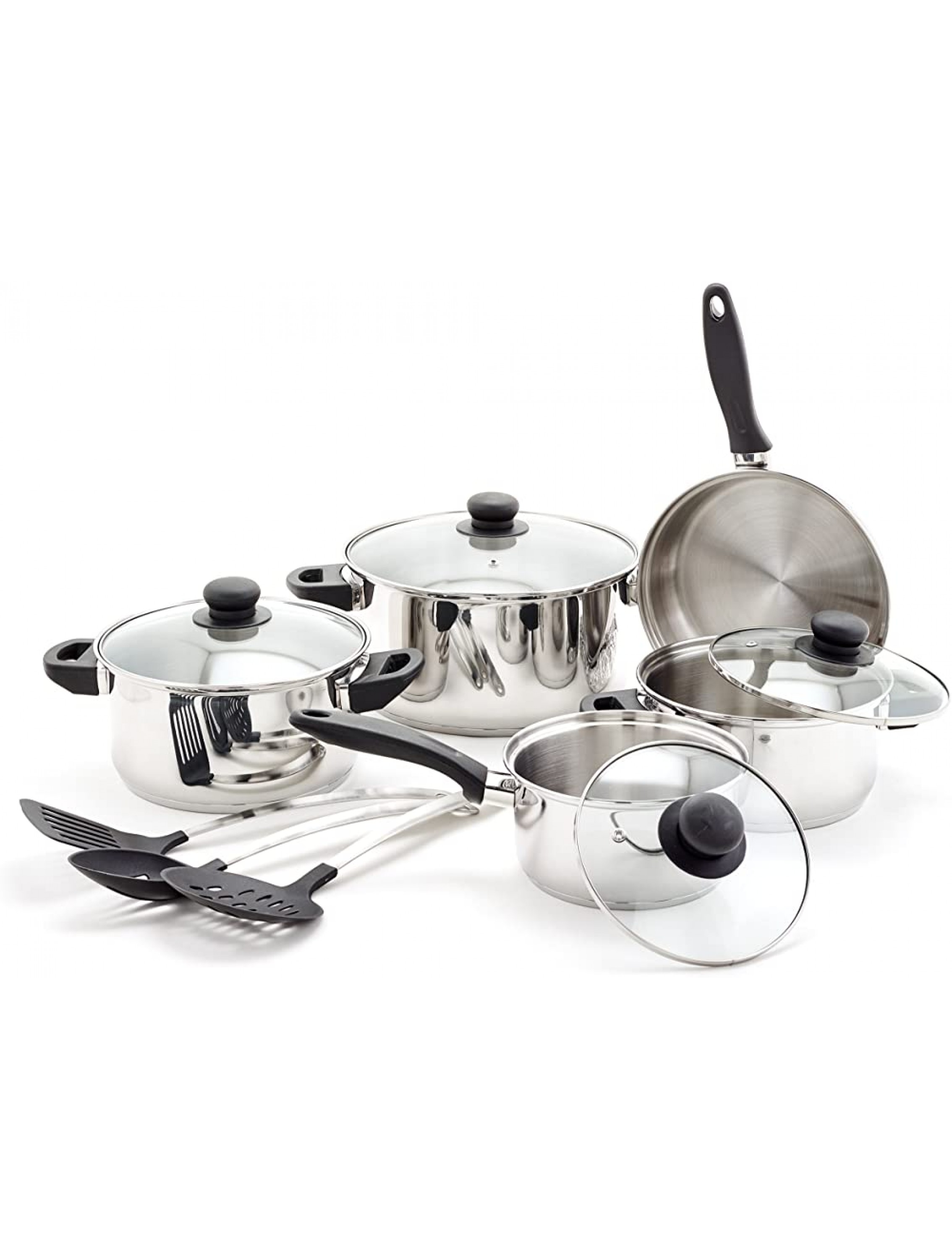 Old Dutch 1515 12 Pc Stainless Steel Kitchen Tools Cookware Sets Black - BON5E4SKS