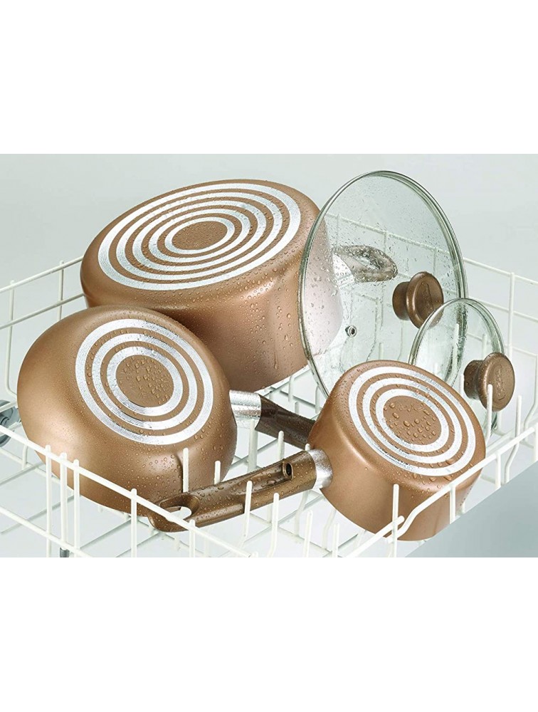 T-fal B036SE Excite ProGlide Nonstick Thermo-Spot Heat Indicator Dishwasher Oven Safe Cookware Set 14-Piece Bronze - BJZQDZP25