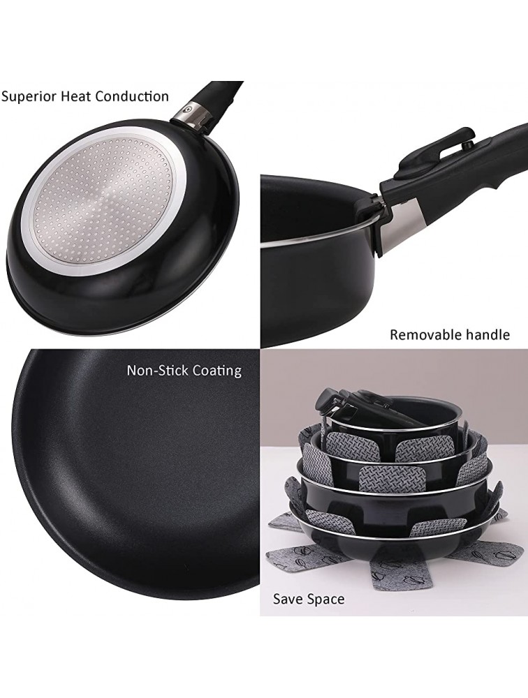 Xeeyaya 16 Pieces Kitchen Removable Handle Cookware Sets Stackable Pots and Pans Set Nonstick for Induction Gas RVs Camping Space Saving - BVQUSWAJO